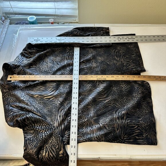 Bonworth Womens Black & Gold Animal Print Open Front Cardigan Jacket 1X - Picture 2 of 8